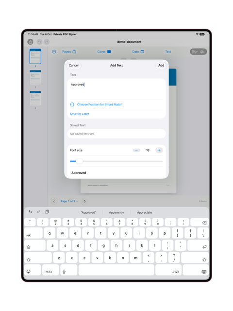 iPad — Add text
