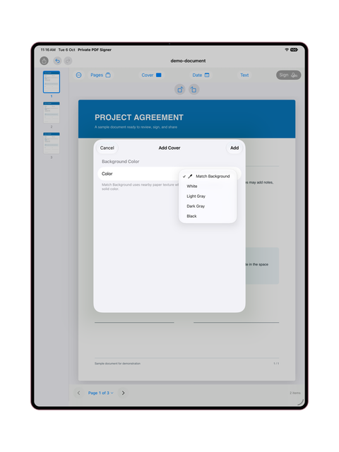 iPad — Cover part of a page